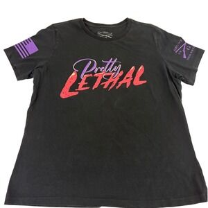 Grunt Style Pretty Lethal T Shirt Black Purple Red Women's Large Cotton